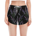 Embroidery Lavender Pattern Print Women's Split Running Shorts