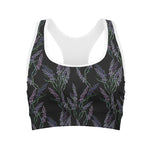 Embroidery Lavender Pattern Print Women's Sports Bra
