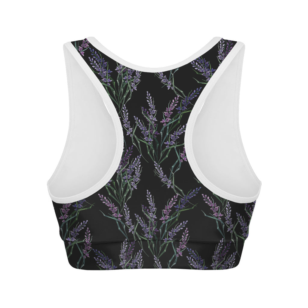 Embroidery Lavender Pattern Print Women's Sports Bra