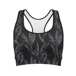 Embroidery Lavender Pattern Print Women's Sports Bra