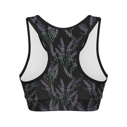 Embroidery Lavender Pattern Print Women's Sports Bra