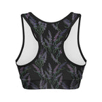 Embroidery Lavender Pattern Print Women's Sports Bra
