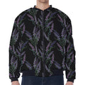 Embroidery Lavender Pattern Print Zip Sleeve Bomber Jacket