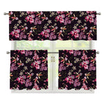 Embroidery Orchid Flower Pattern Print 3 Piece Kitchen Curtains