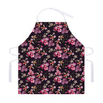Embroidery Orchid Flower Pattern Print Adjustable Apron