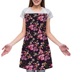 Embroidery Orchid Flower Pattern Print Adjustable Apron