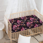 Embroidery Orchid Flower Pattern Print Baby Crib Sheet