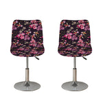 Embroidery Orchid Flower Pattern Print Bar Stool Covers