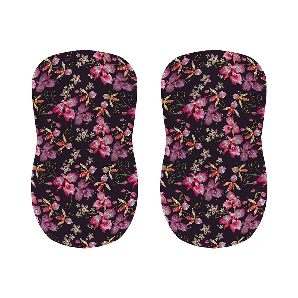 Embroidery Orchid Flower Pattern Print Bar Stool Covers