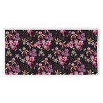 Embroidery Orchid Flower Pattern Print Beach Towel