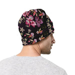 Embroidery Orchid Flower Pattern Print Beanie