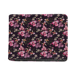 Embroidery Orchid Flower Pattern Print Bifold Wallet