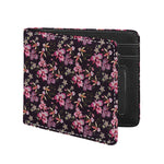Embroidery Orchid Flower Pattern Print Bifold Wallet