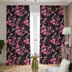 Embroidery Orchid Flower Pattern Print Blackout Pencil Pleat Curtains