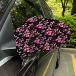 Embroidery Orchid Flower Pattern Print Car Side Mirror Covers