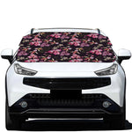 Embroidery Orchid Flower Pattern Print Car Windshield Snow Cover