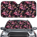 Embroidery Orchid Flower Pattern Print Car Windshield Sun Shade
