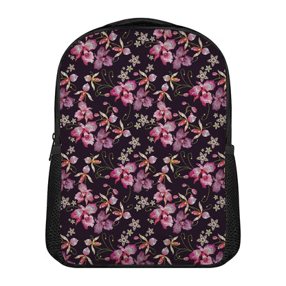 Embroidery Orchid Flower Pattern Print Casual Backpack
