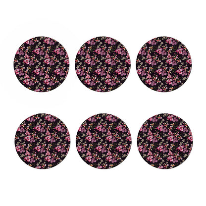Embroidery Orchid Flower Pattern Print Coaster Set