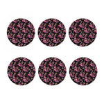 Embroidery Orchid Flower Pattern Print Coaster Set