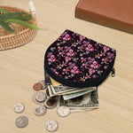 Embroidery Orchid Flower Pattern Print Coin Purse