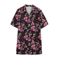 Embroidery Orchid Flower Pattern Print Cotton Hawaiian Shirt
