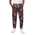 Embroidery Orchid Flower Pattern Print Cotton Sweatpants