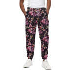 Embroidery Orchid Flower Pattern Print Cotton Pants