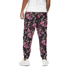 Embroidery Orchid Flower Pattern Print Cotton Pants