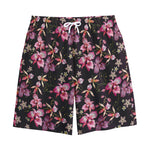 Embroidery Orchid Flower Pattern Print Cotton Shorts