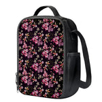 Embroidery Orchid Flower Pattern Print Crossbody Lunch Bag