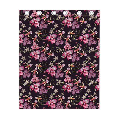 Embroidery Orchid Flower Pattern Print Curtain