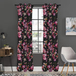 Embroidery Orchid Flower Pattern Print Curtain