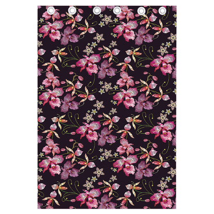 Embroidery Orchid Flower Pattern Print Curtain