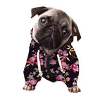Embroidery Orchid Flower Pattern Print Dog Zip Up Hoodie