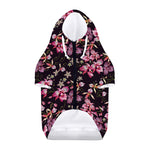 Embroidery Orchid Flower Pattern Print Dog Zip Up Hoodie