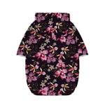 Embroidery Orchid Flower Pattern Print Dog Zip Up Hoodie