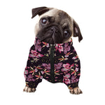 Embroidery Orchid Flower Pattern Print Dog Zip Up Jacket