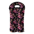 Embroidery Orchid Flower Pattern Print Double Neoprene Wine Tote