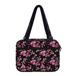 Embroidery Orchid Flower Pattern Print Double Strap Bible Bag