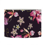 Embroidery Orchid Flower Pattern Print Drum Lamp Shade