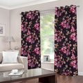 Embroidery Orchid Flower Pattern Print Extra Wide Grommet Curtains