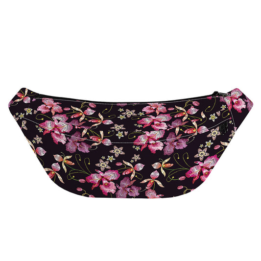 Embroidery Orchid Flower Pattern Print Fanny Pack