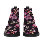 Embroidery Orchid Flower Pattern Print Flat Ankle Boots
