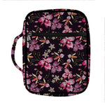 Embroidery Orchid Flower Pattern Print Front Pocket Bible Bag