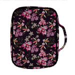 Embroidery Orchid Flower Pattern Print Front Pocket Bible Bag