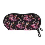Embroidery Orchid Flower Pattern Print Glasses Case