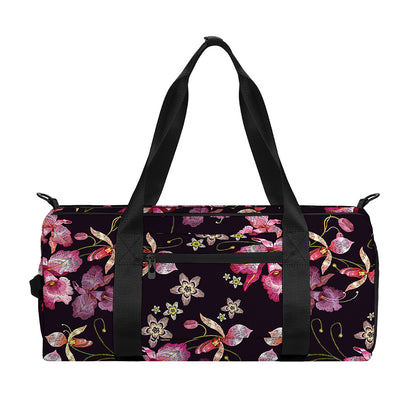 Embroidery Orchid Flower Pattern Print Gym Bag