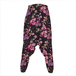Embroidery Orchid Flower Pattern Print Hammer Pants