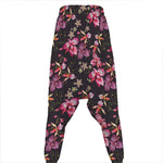 Embroidery Orchid Flower Pattern Print Hammer Pants